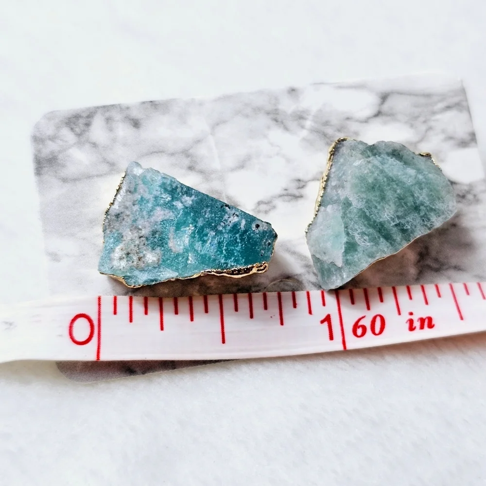 Rough Semi Precious Stone Quartz Stud Earrings